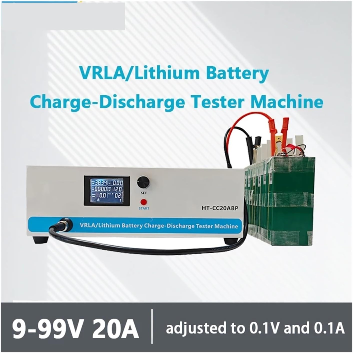 Car Battery Tester, 9-99V 20A Single Channel VRLA/Lithium Battery Capacity Tester Char Dischar Cycle Integrated Machine for Cars(99V 40A)