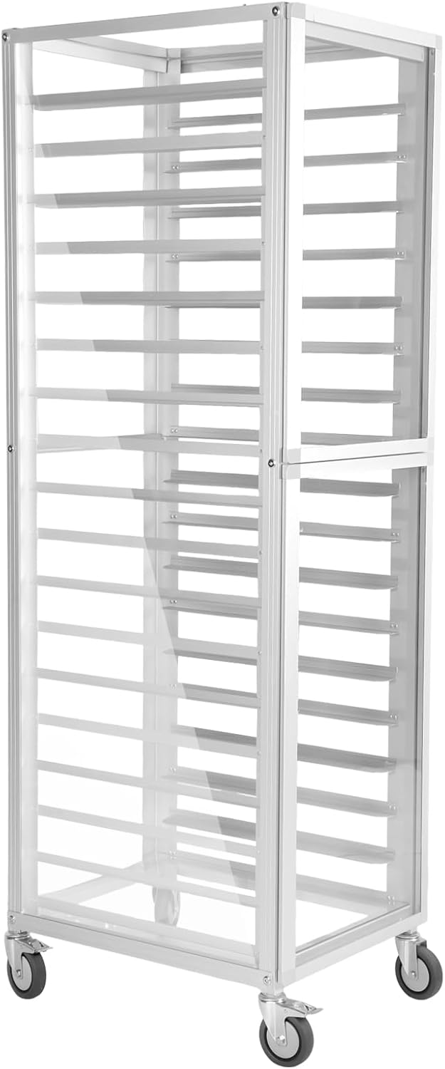 18-Tier Commercial Bakery Cooling Rack with Wheels Storage Cooling Sheet Pan Rack NSF Listed Bakery Cart for Kitchen Restaurant Cafeteria Pizzeria 18.5x24.6x70in