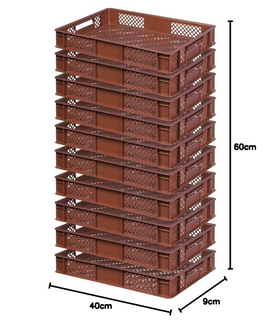 BRB 10 x pojemnik euro, dł. x szer. x wys. 600 x 400 x 90 mm, pojemność 15 litrów, brązowy