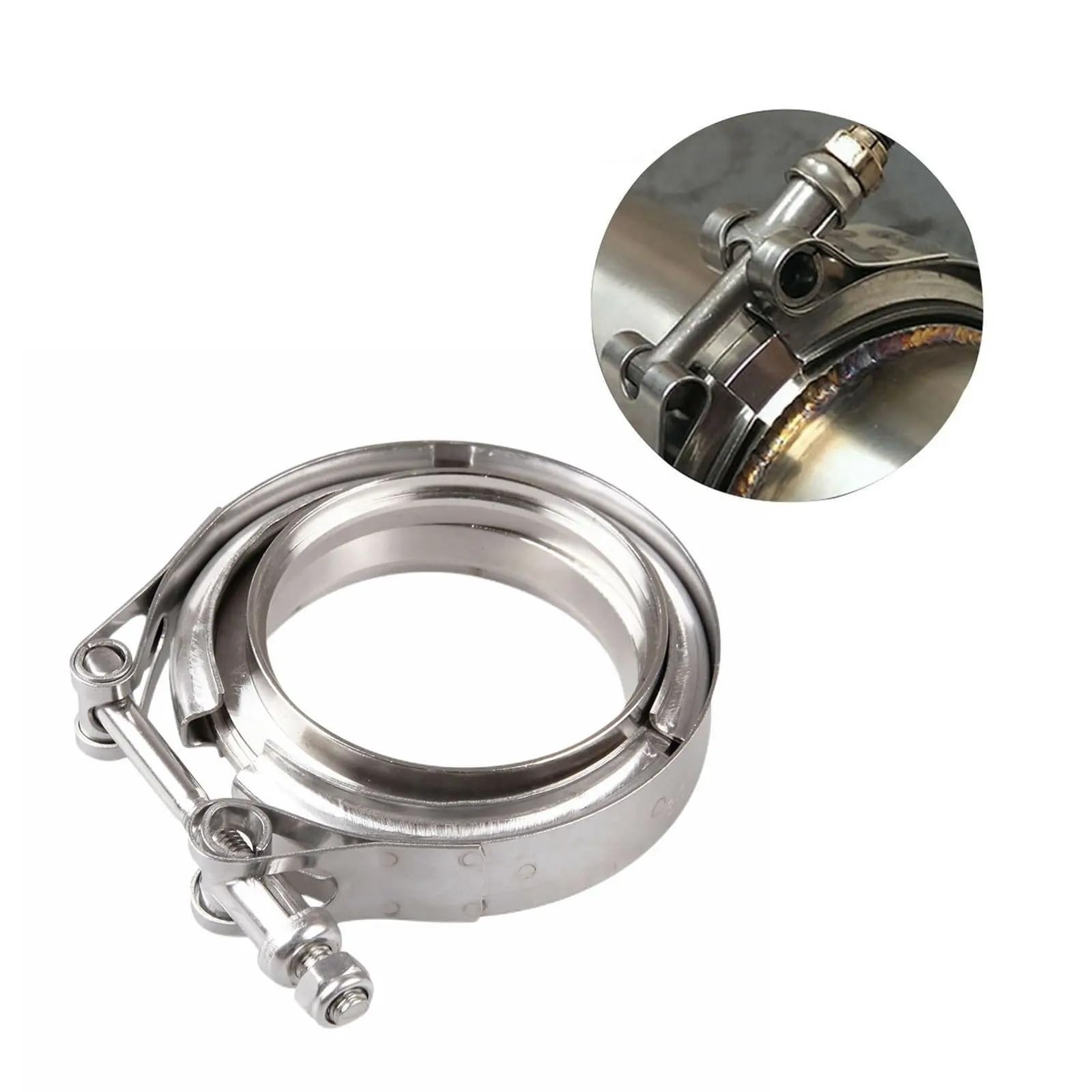 V Band Schell Universelle 2" 2,5" 3" 3, 4" Zoll Edelstahl V-Band Turbo Downpipe Auspuffschelle(2.5 inch)