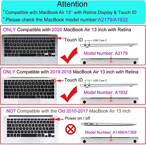 MOSISO MacBook Air 13 Pollici Caso 2018-2020 Release A2179 A1932, Plastica Hard Shell&Borsa Sleeve&Tastiera Cover&Webcam Cover&Proteggi Schermo Compatibile con MacBook Air 13 Retina, Midnight Green