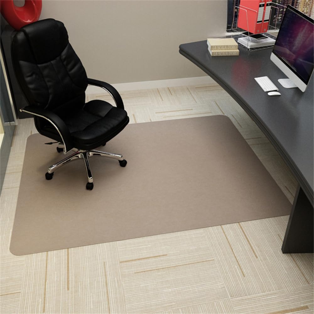 Surwin Office Chair Mat for Hardwood Floor, Self-adhesive Non-slip Computer Desk Chair Mat, Multi-Purpose Home Office Floor Protector for Tile, Laminate, Linoleum Floors (Khaki,90x140cm)