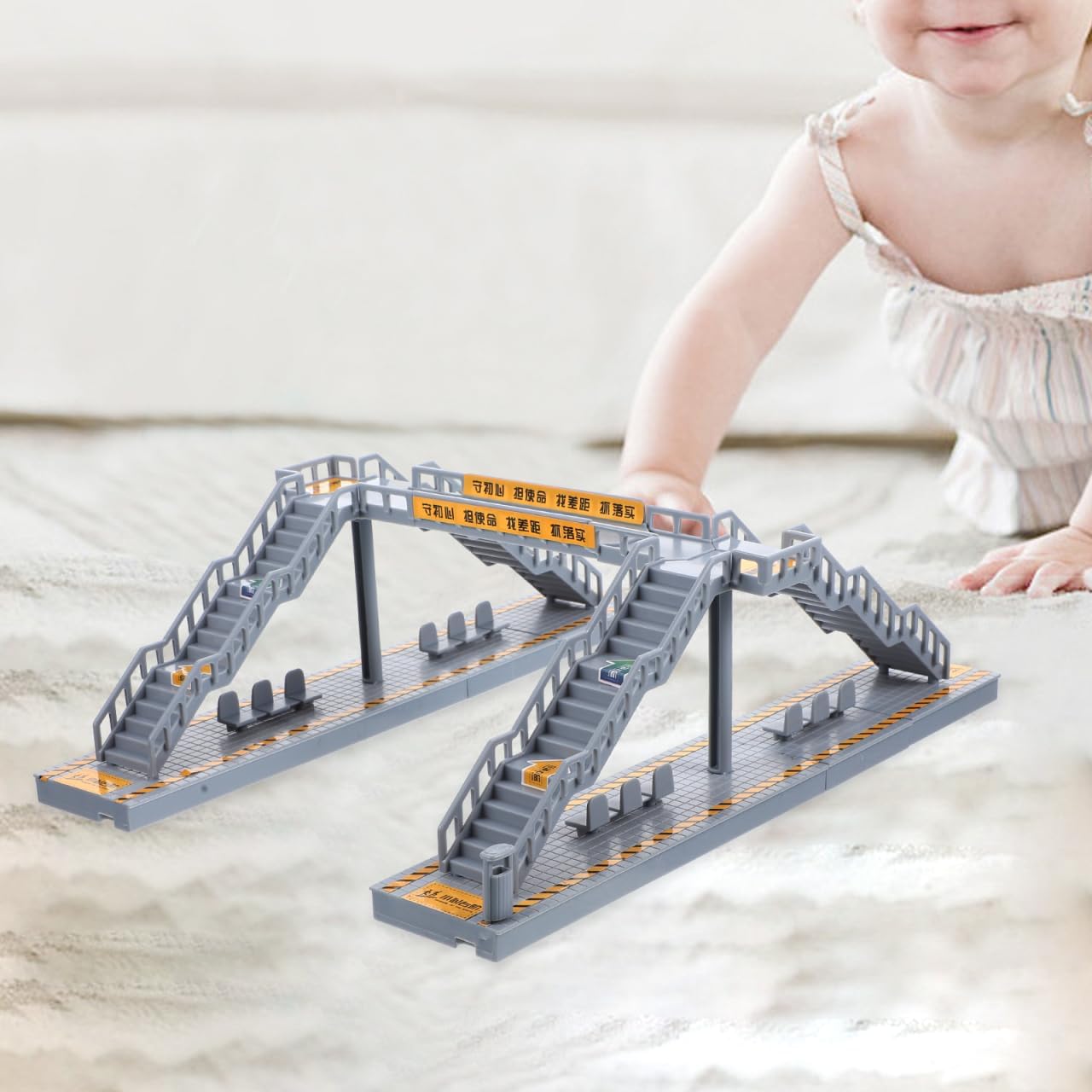 Totority Overpass Mini Footbridge Model 11.41x9.05x3.74 in, Realistic Pedestrian Bridge for Sand Table & Dollhouse Decor, DIY Building Supplies for Kids & Hobbyists