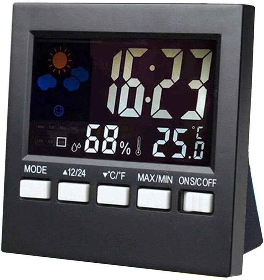 Room Thermometer - Indoor Household Temperature and Humidity Meter Electronic Thermometer Hygrometer with Alarm Clock