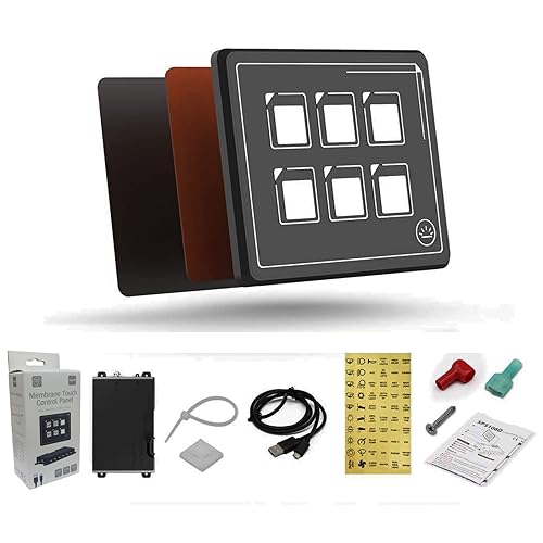 Miniatura 7 de AMOMD Panel de interruptores táctiles de 6 cuadras, panel de membrana LED impermeable, botón momentáneo programable con caja de control eléctrico
