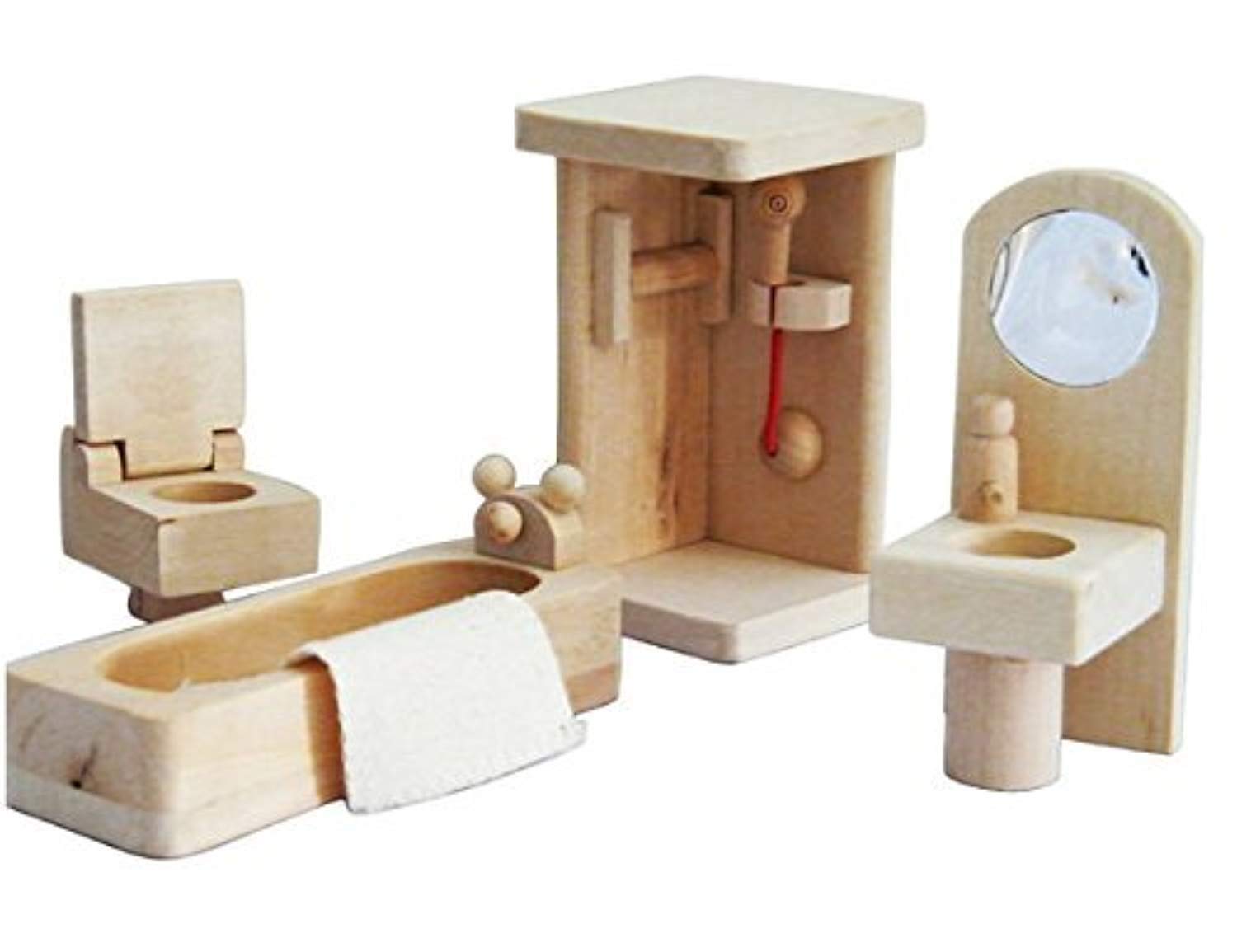 Shy Shy Wooden Bathroom Furniture Set for Dollhouse and Kids