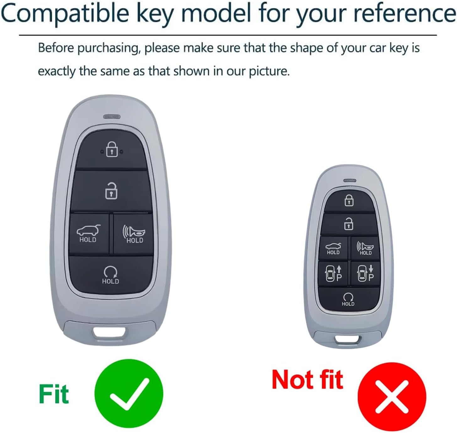 Zinc Alloy Key Fob Cover Case Protector for Hyundai, Keychain, Accessories Compatible with Hyundai Sonata Santa fe Tucson 5 Buttons Key Fob (Type-A-Black)