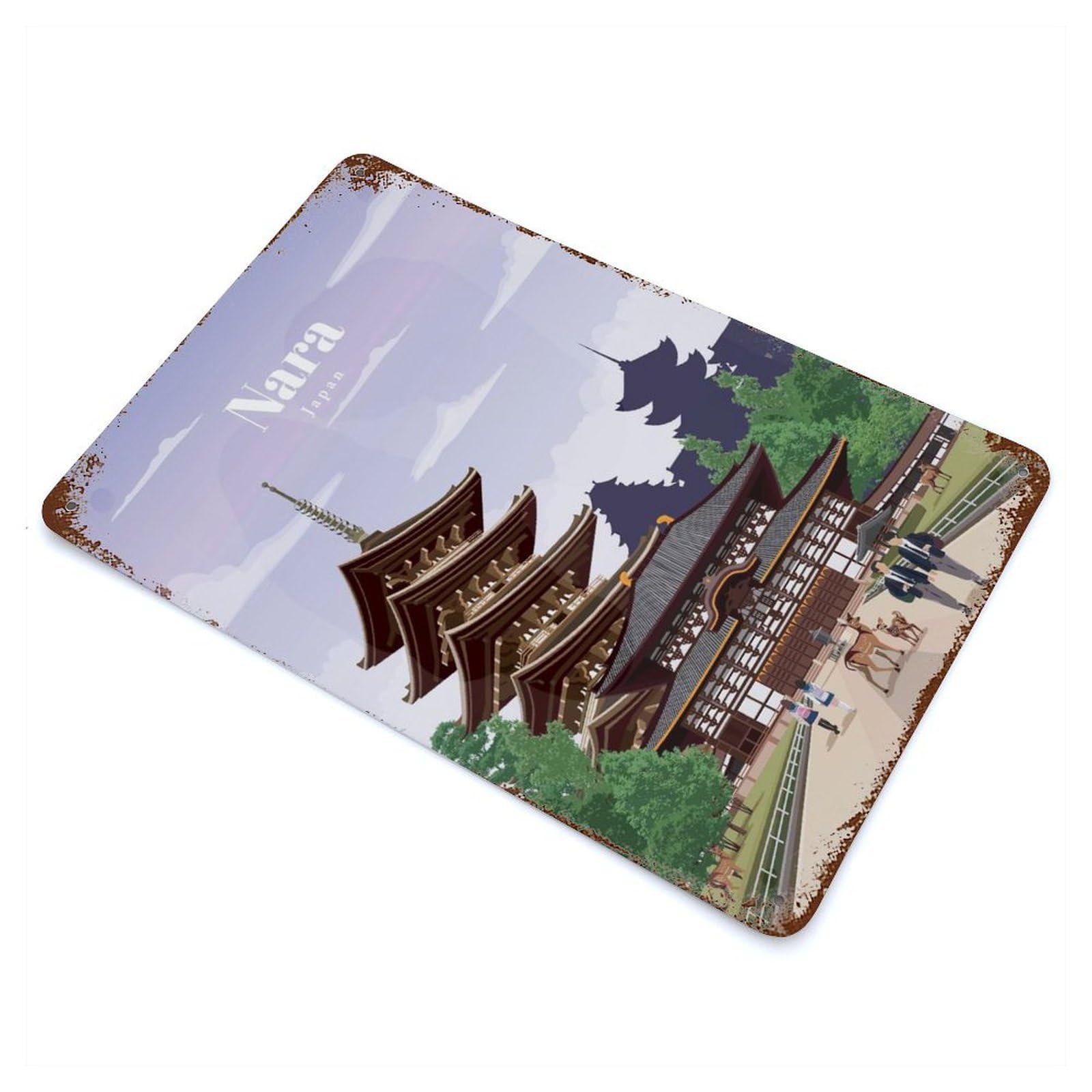Travel to Nara Rusty Metal Tin Sign 11.8"x7.9", for Shed, Workshop And Garage Wall Decor, Novelty Wall Decor