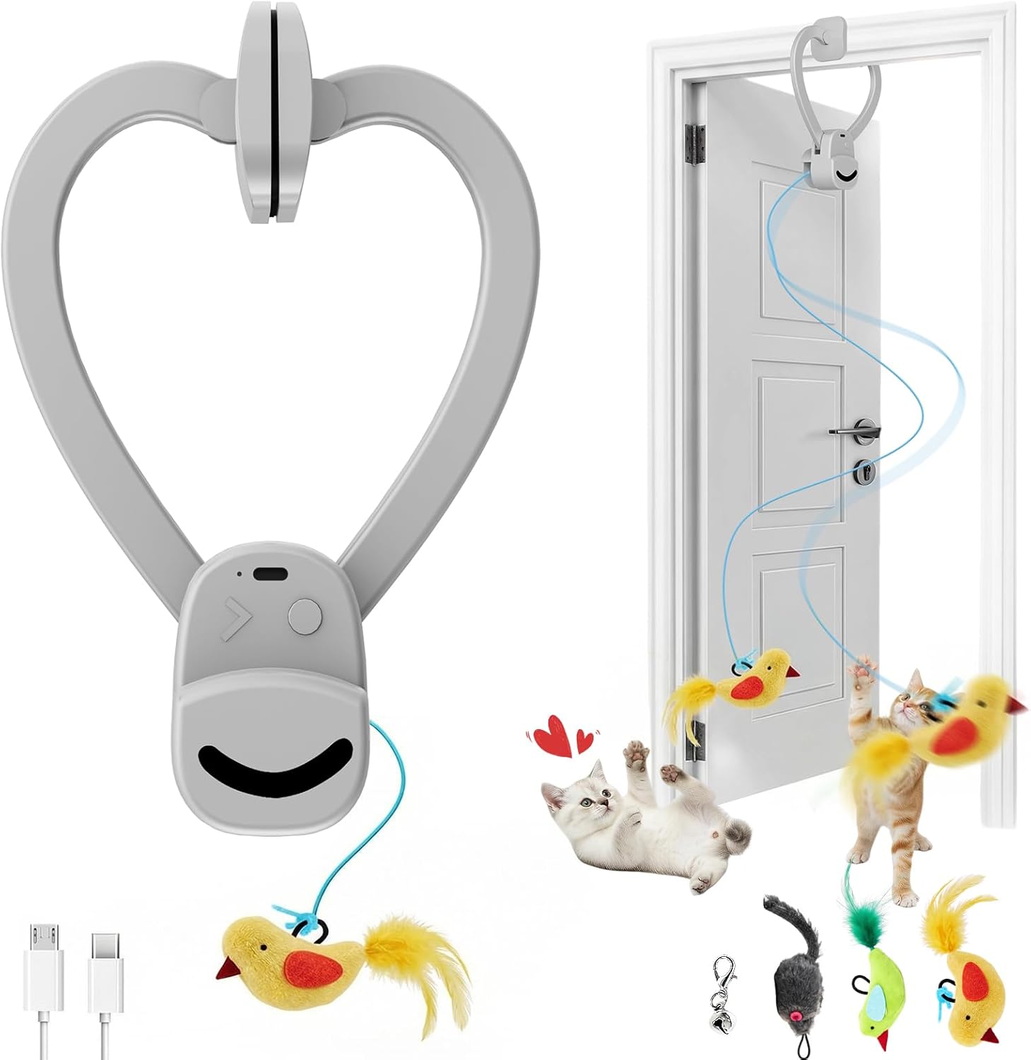 CATPICK Interactive Cat Toys for Indoor Cats Automatic Electric Flying Bird Feather Mouse Toy - Best Kitten & Adult Cat Enrichment Mouse cat Toy Hanging Electric Kitty Toys for Bored Cats