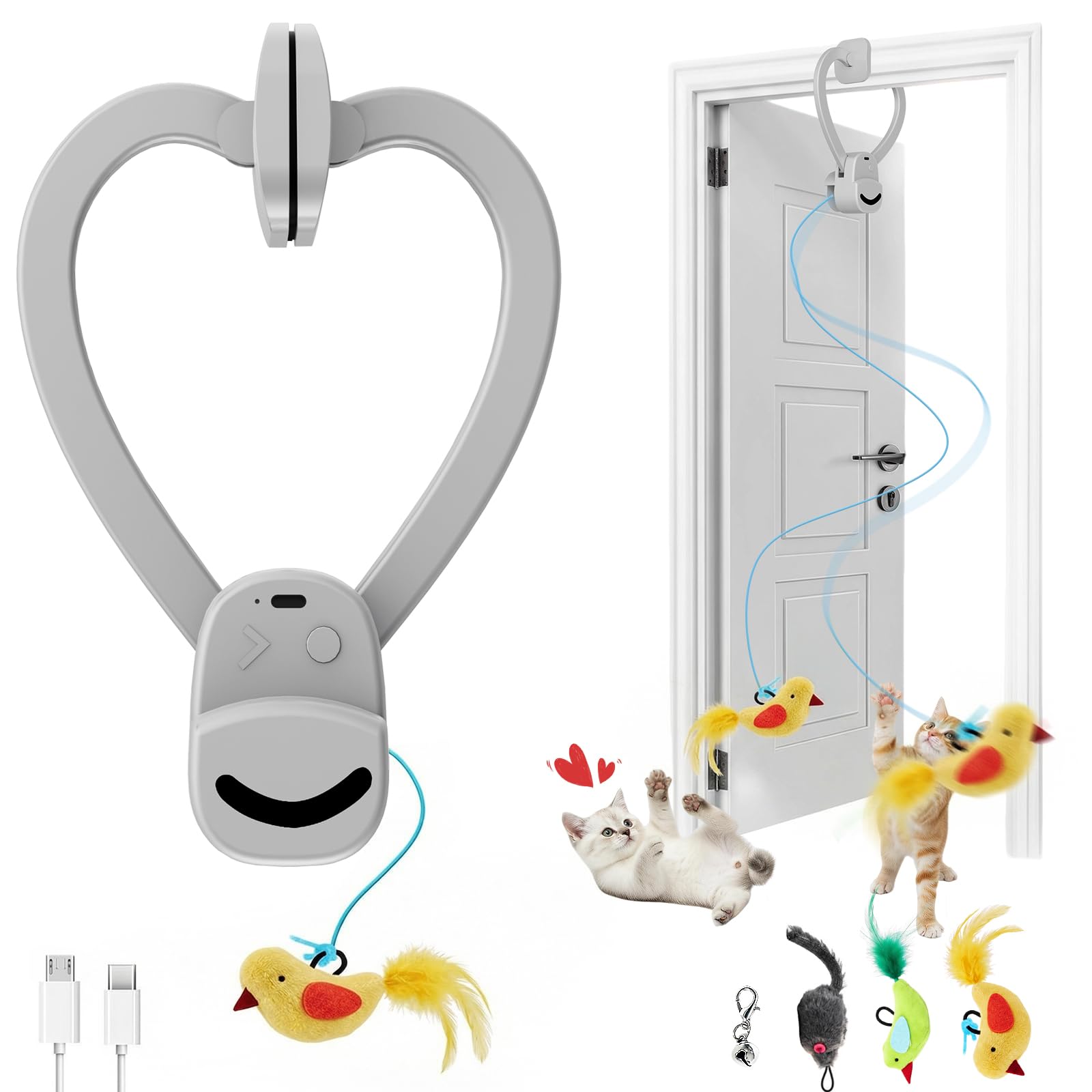 CATPICK Juguetes interactivos para gatos de interior, juguete eléctrico automático de plumas de pájaro volador, el mejor juguete de enriquecimiento para gatos adultos y gatitos para gatos aburridos