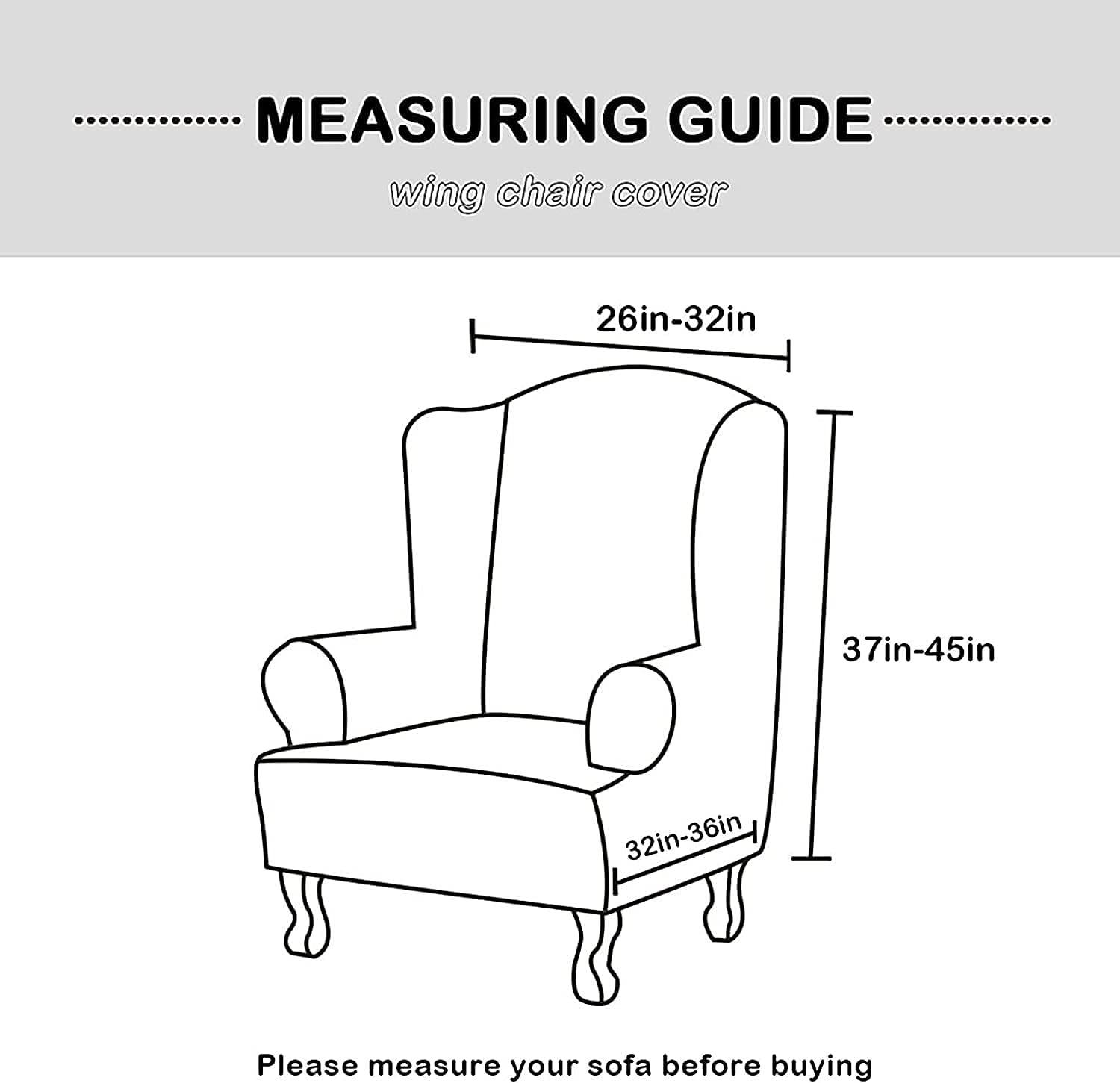 Konsilsa Stretch Wingback Chair Slipcover，1-Piece Stretch Velvet Sofa Cover Furniture Protector Couch Soft with Elastic Bottom Armchair Covers Wing Chair Covers for Furniture Protector in Living Room