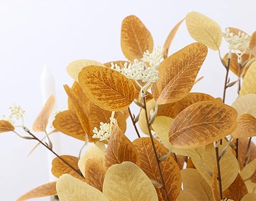 Miniatura 6 de 6 tallos de eucalipto artificiales azules de 20 pulgadas, ramas de hojas de dólar de plata sintética para decoración de jarrón de centro de mesa del