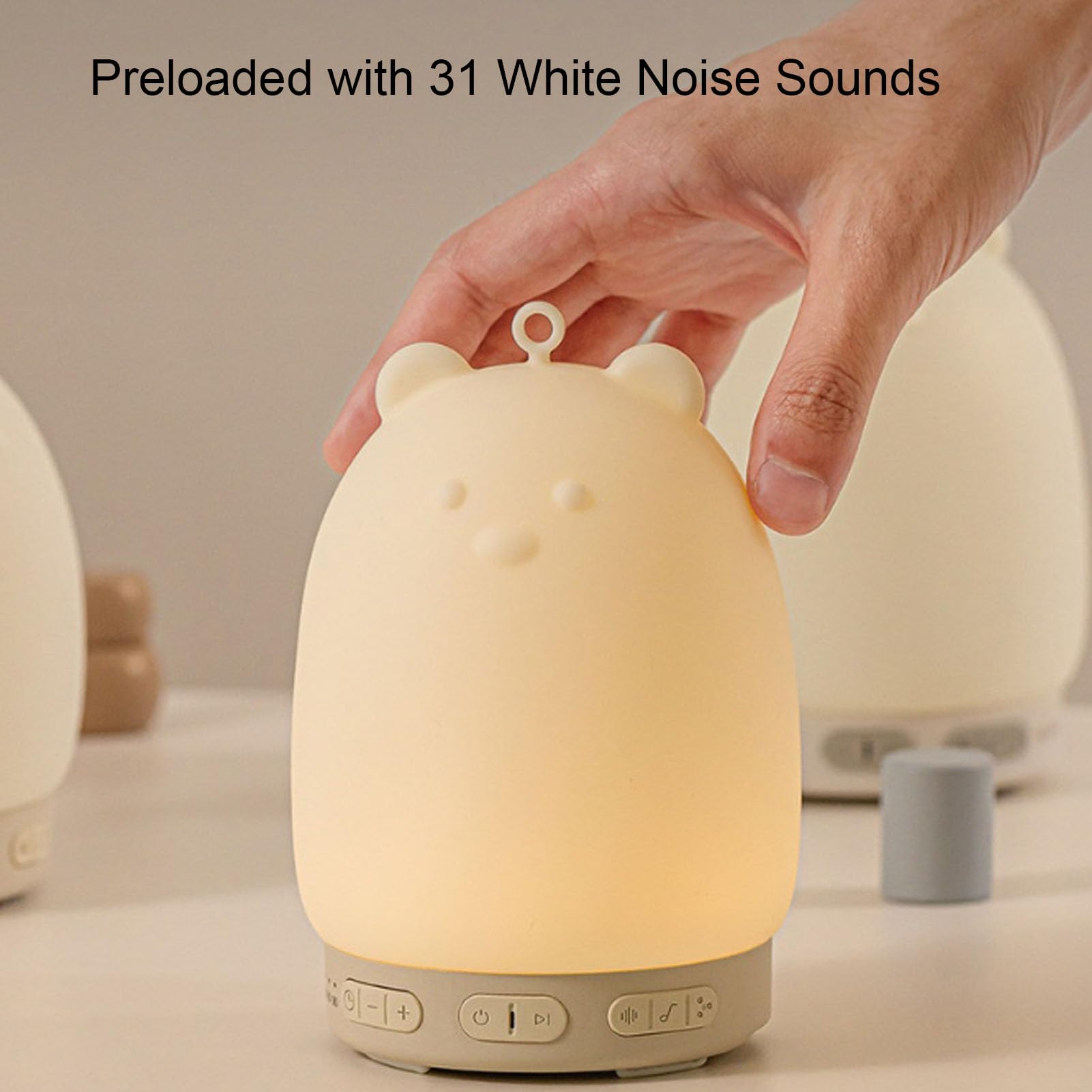 Fabater Veilleuse en Forme D'ours avec connectivité Bluetooth et Bruit Blanc pour Chambre D'enfant, Lueur Douce et 31 Options Sonores