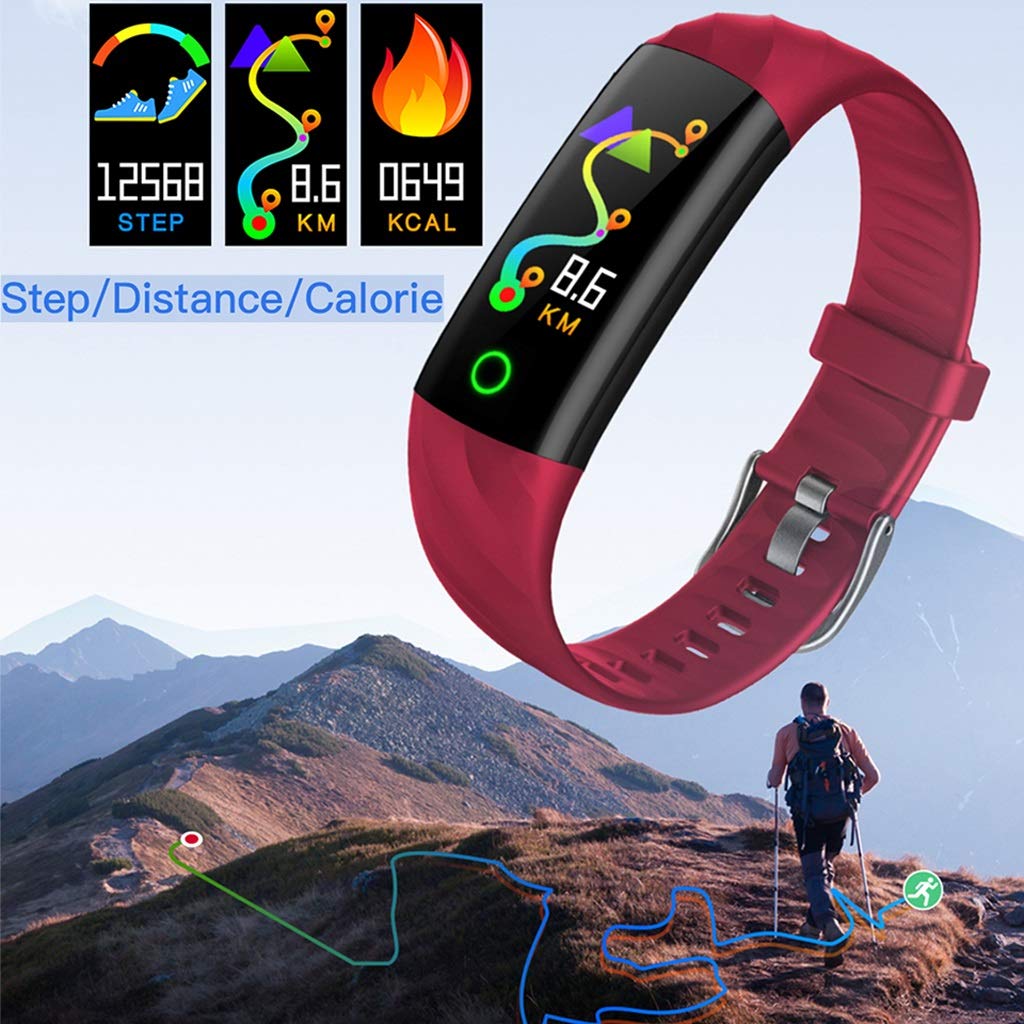 Monitores de actividad Bluetooth Smart Watch Fitness Tracker IP67 impermeable con ritmo cardíaco Monitor de suspensión, contador de pasos, rastreador de actividades, podómetro for mujeres hombres ( Co