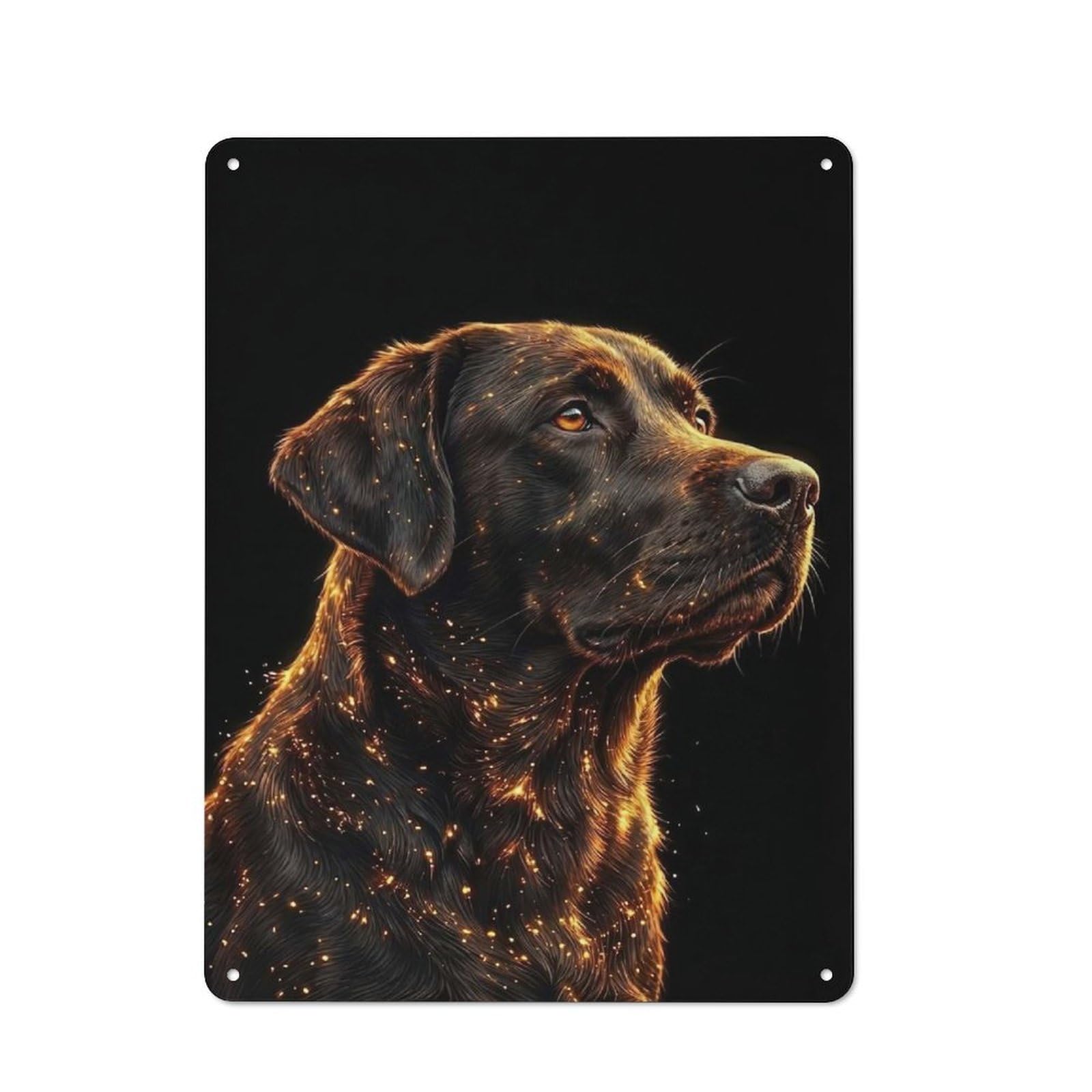 Glowing Labrador Retriever Portrait Classic Metal Wall Decor 40x30cm, Metal Sign for Cafe, Pub, Workshop Or Home Bar, Small Accent for Blank Walls
