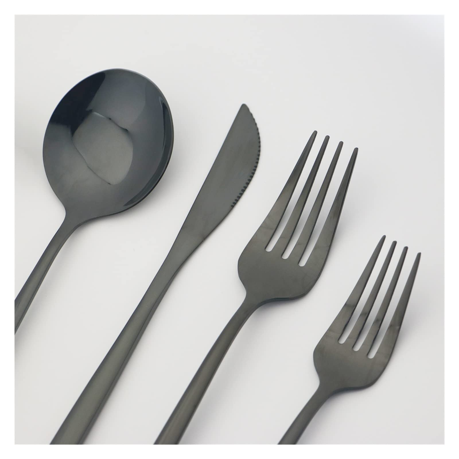 Juego de 6 Cubiertos Negros, Tenedores for Postre, Juego de Acero Inoxidable, Tenedor for Pastel, Tenedores for Ensalada, Juego de vajilla, Cubiertos de Cocina, Juego de Cubiertos Leisurely (C