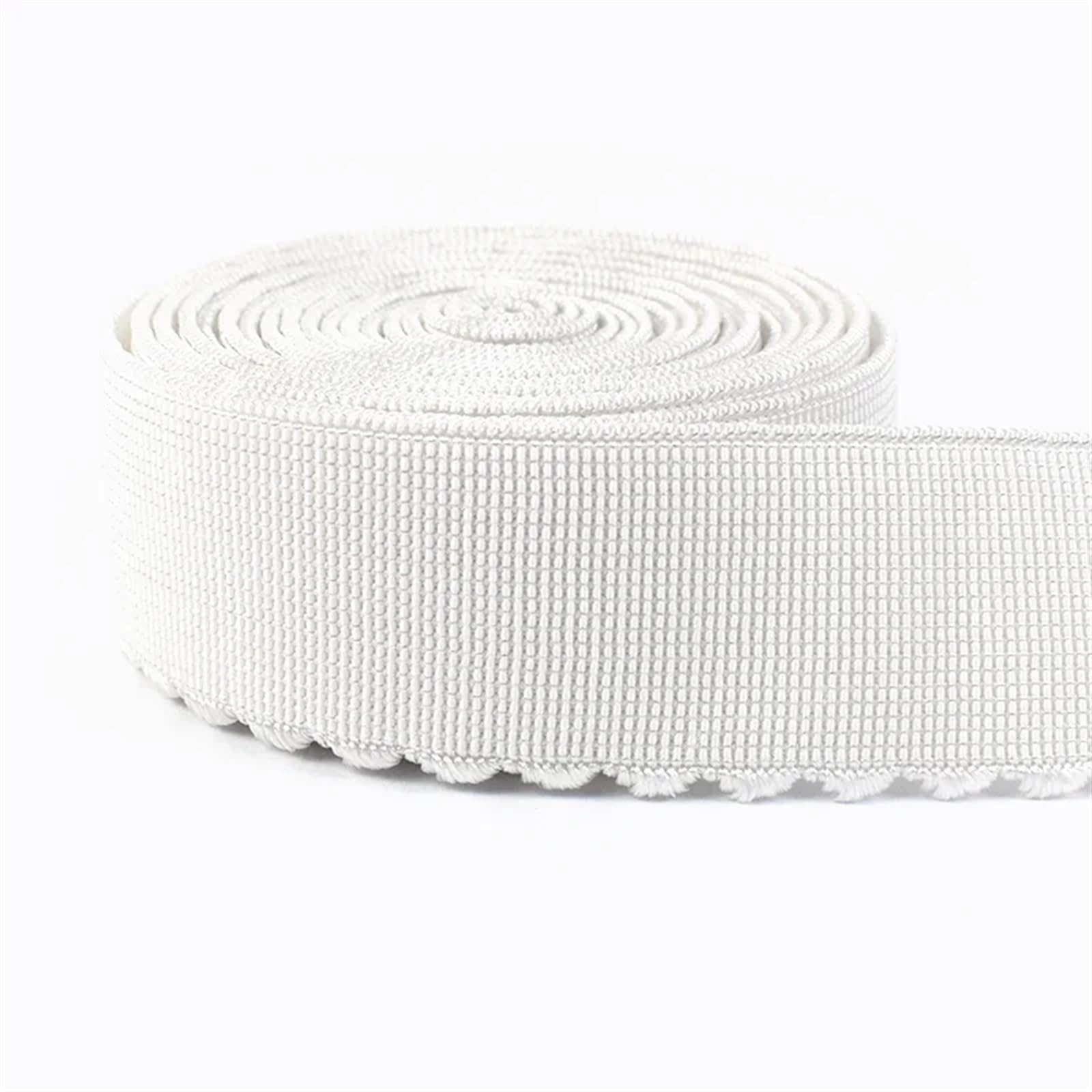 Elastic For Sewing 5/10/20M 10-50mm Black White Nylon Elastic Bands Underwear Bra Rubber Band Spring Webbing Lace Pants Belt Garment Sew Accessory(EB218-White,10METERS_40MM)