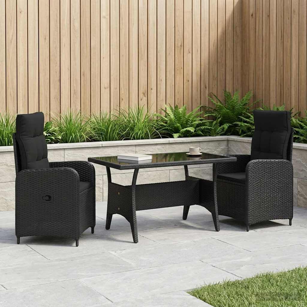 Lumanois Juego de Comedor para Exteriores 3 uds. Negro ratán sintético, Conjuntos de Muebles, 44.2 kg-3422256