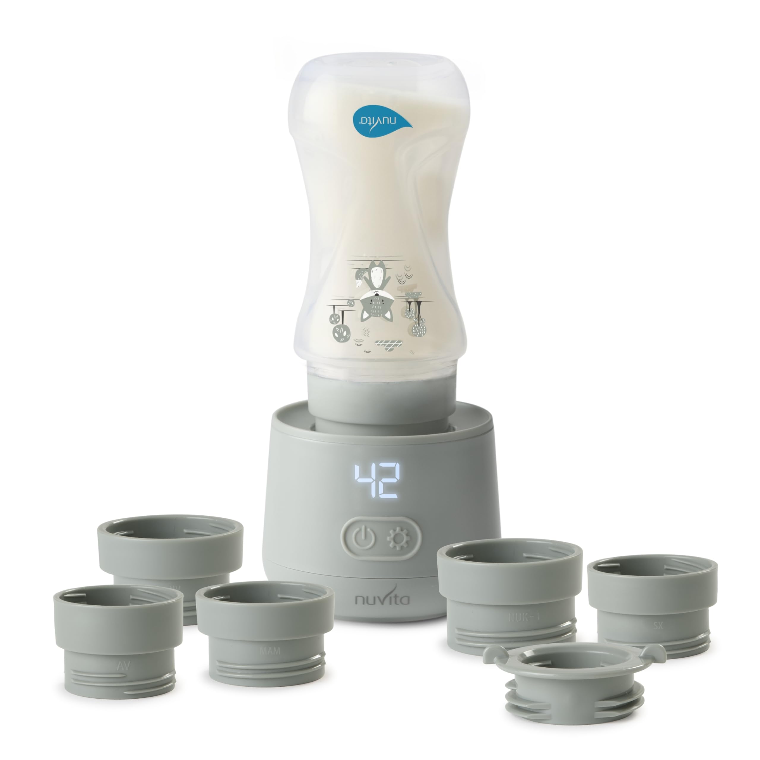 Nuvita 1162 Calientabiberones portátil universal Warm'n'Go con USB - Calentamiento rápido, 4 ajustes de temperatura, fácil de transportar con cierre hermético, calienta hasta 8 biberones