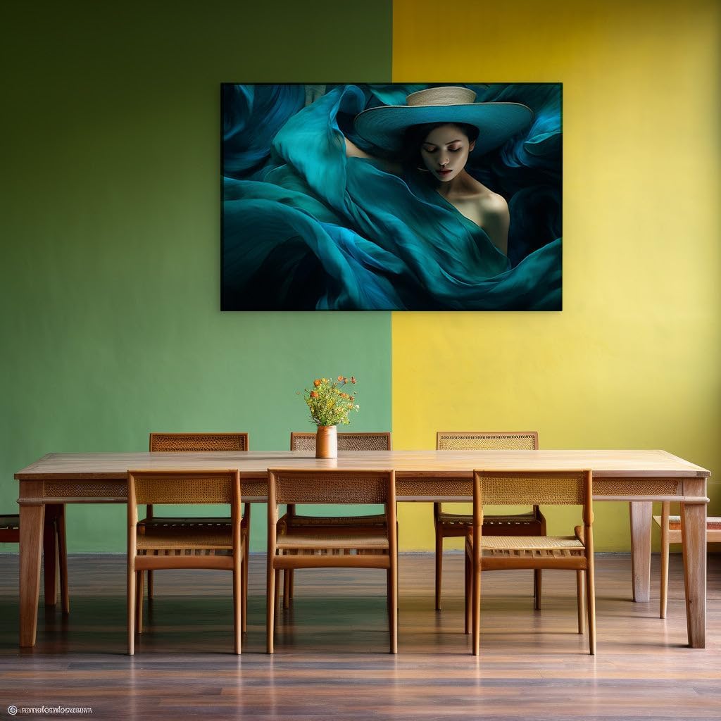 Canvas for Living room. Embracing Serenity in a Dream of Azure Tranquility, 27 x 18 inch Canvas Wall Art - Contemporary Masterpieces - Inspirational Office Decor