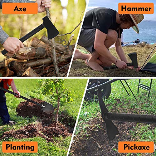 Fulllit Survival Shovel, Off-Roading Tool Kit, Tactical Folding Shovel, Camping Axe Multitool, Pickaxe, With Molle Carrying Bag For Outdoor, Car Emergency #TOP3