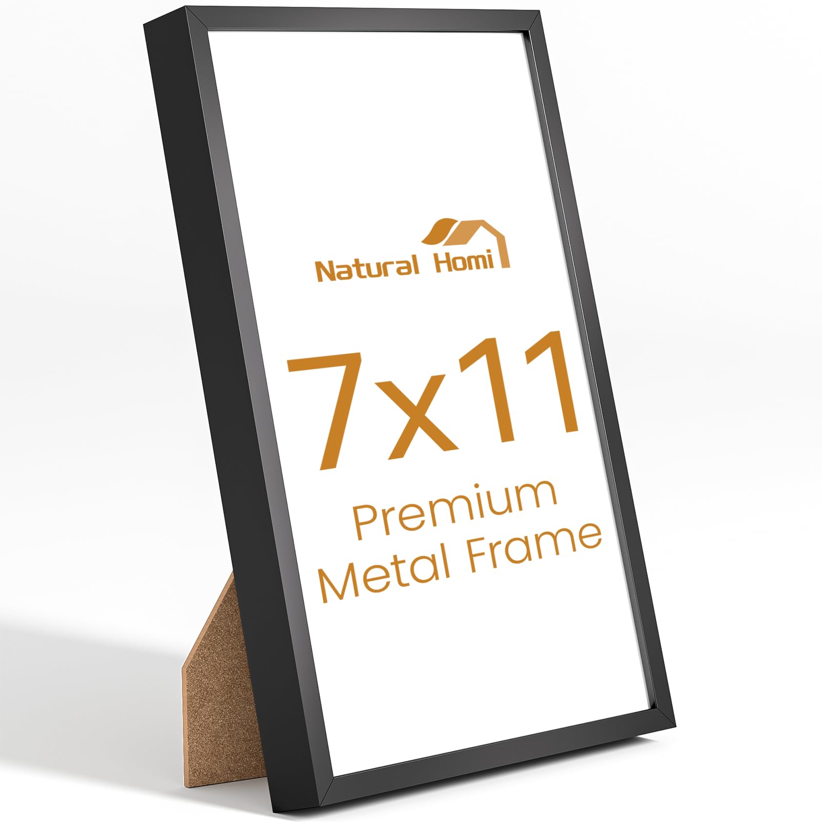 Natural Homi 7x11 Aluminum Metal Picture Frame,Tempered Glass Black Photo Frame 7x11 for Family Photo,Posters,Art,Document to Wall Mount Horizontally