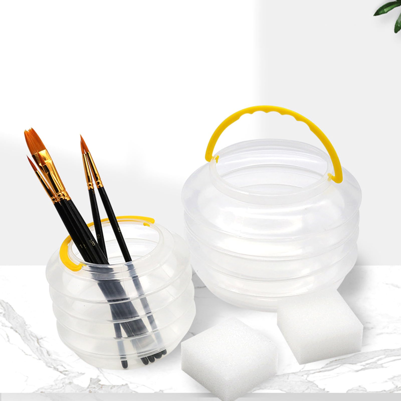 HUIFACAI Collapsible Brush Washer Washing Bucket Brush Holder Round Paint Brush Washing Bucket for Watercolor Oil Painting, Large, As the Pic Show