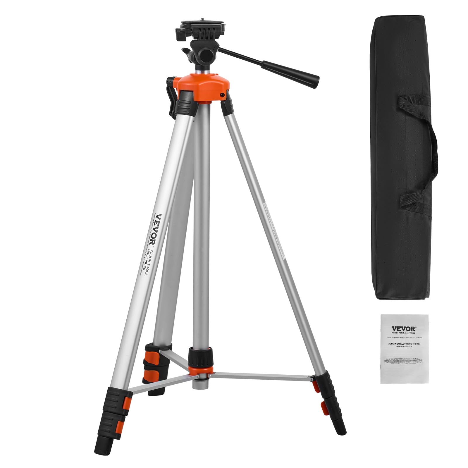 Photo 1 of **FOR PARTS MISSING ASSEMBLY PIECES*** VEVOR Laser Level Tripod, ¼ x 20 Thread Mount, 27.36-68.11 inch Height Adjustment with Integrated Level Bubble Lightweight Laser Scanner Stand, Retractable Legs Aluminum Tripod for Stable Measurement