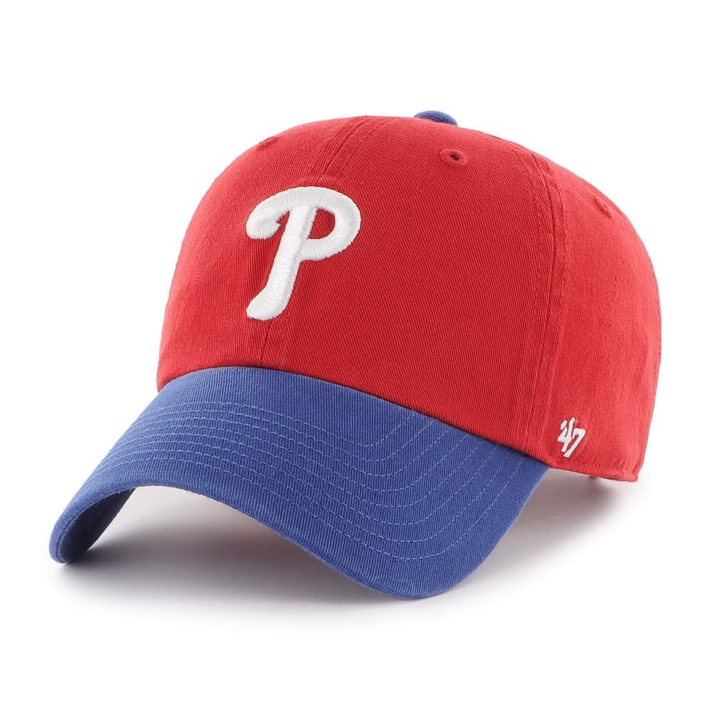 47 MLB Two Tone Primary Logo Clean Up Adjustable Hat, Adult One Size Fits All, Philadelphia Phillies, One size