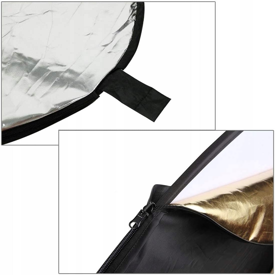Retoo 5 in 1 Reflektor 60cm Lichtreflektor Lichtdiffusor Fotografie Rund Faltreflektor Tragetasche Zusammenklappbarer Durchscheinend Silber Gold Weiß Schwarz für Portrait Foto Hochzeitsfotografie