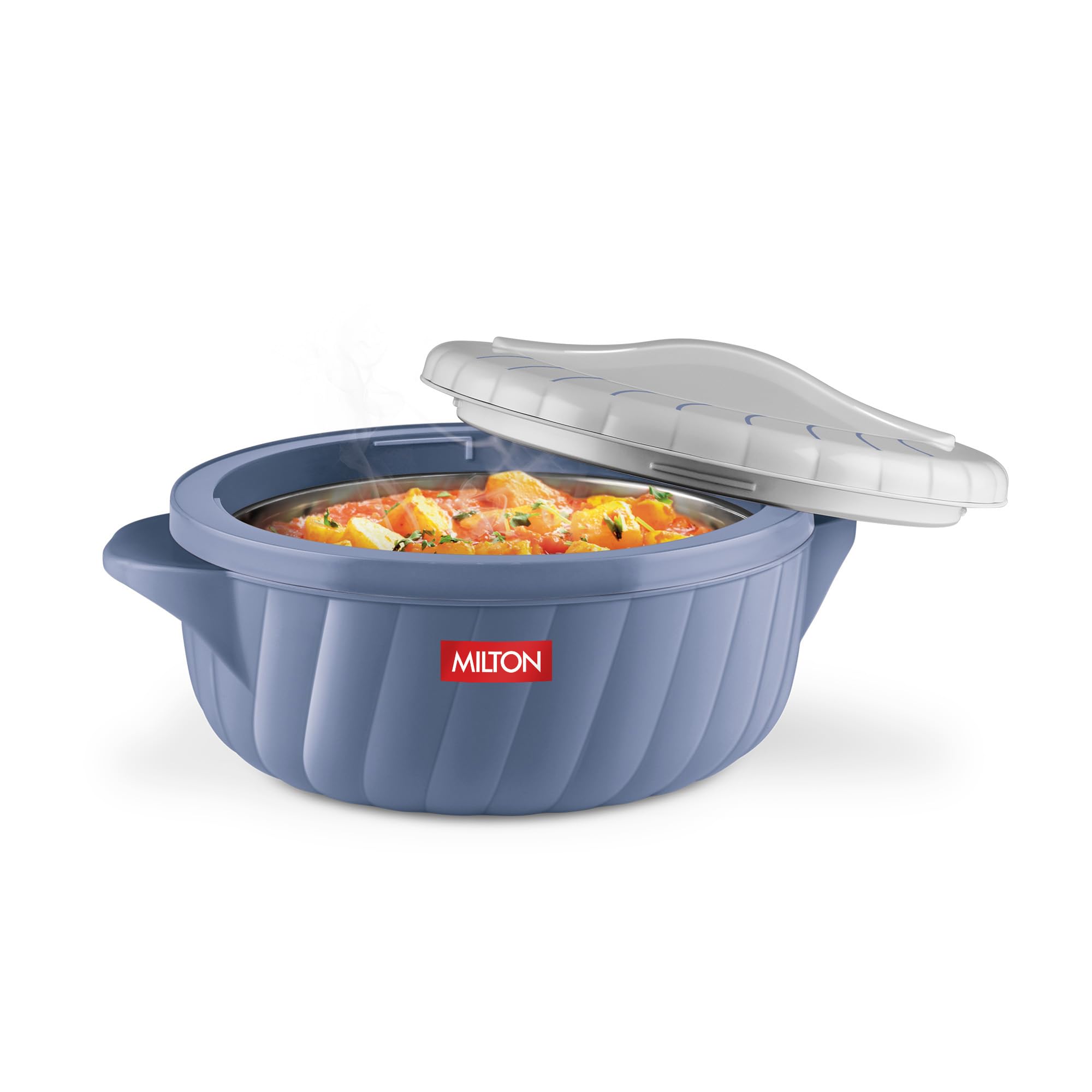 MILTON Flora 500 Insulated Inner Steel Casserole for Roti, 455 ml, Hot Box for Kitchen, Hot Pot with Lid, Chapati Box, Roti Casserole, Serving Boxes, Hotcase, Food Warmer, Stone Blue-image-4
