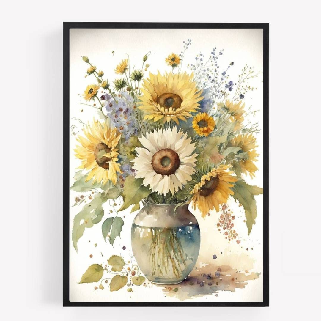 gfc Sunflower Sunflowers Print Picture Poster A4 UNFRAMED flowers shabby chic country vase wall art Home decor Decorating
