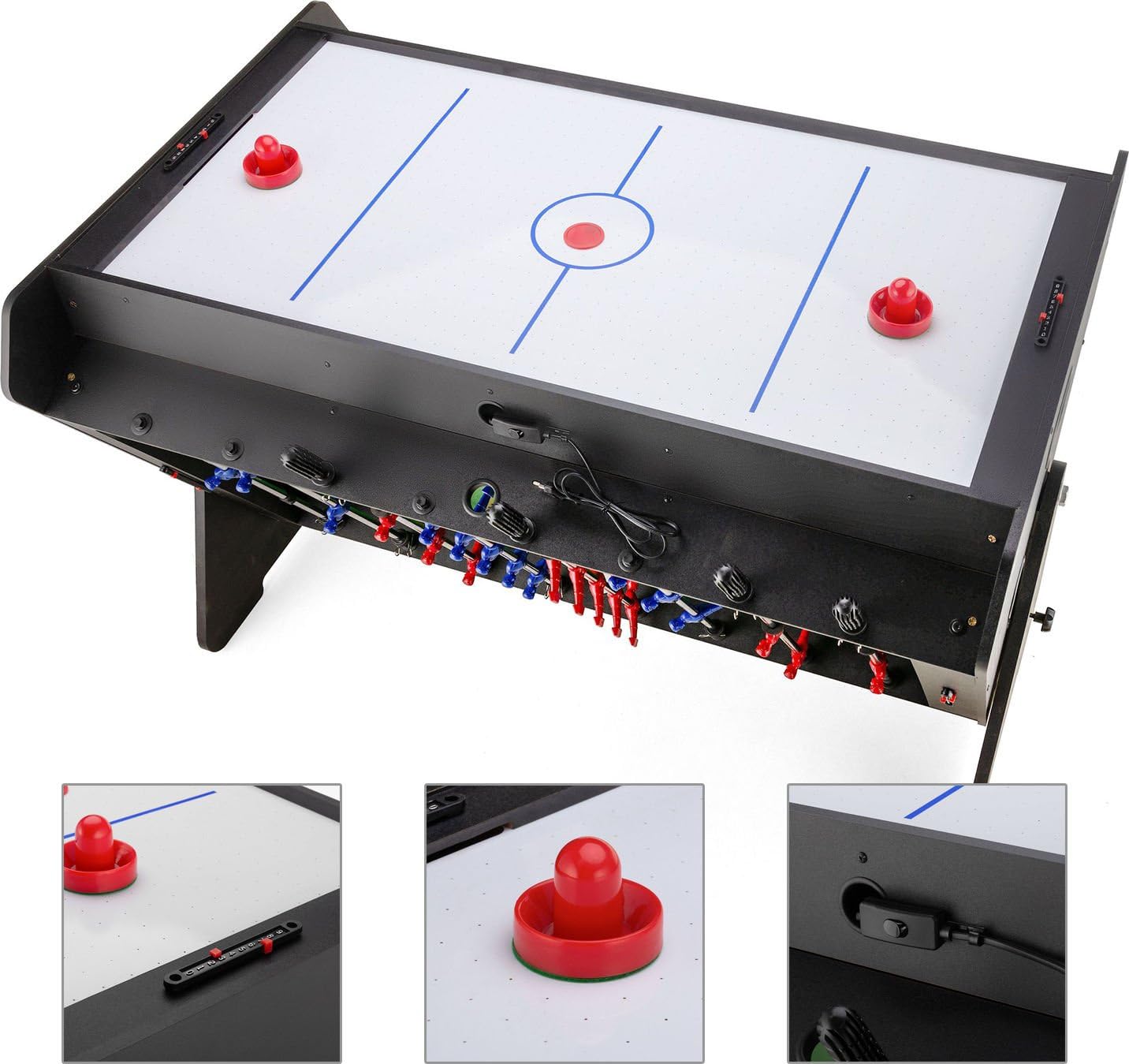 3in1 Spieltisch Kickertisch Tischbillard Airhockey 121x84x85 cm für Kinder und Erwachsene