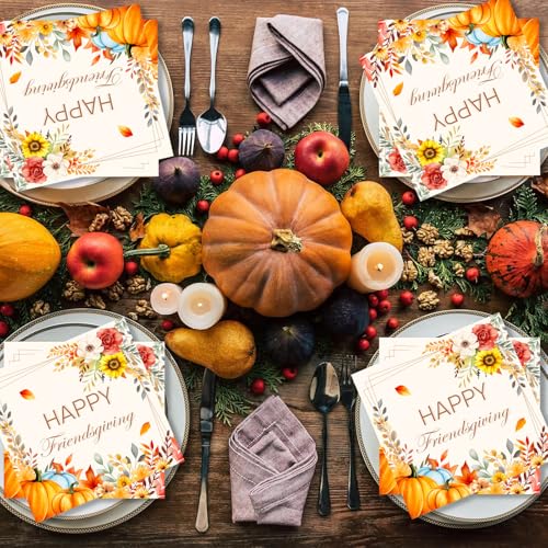 ParPix 20 Stück Kürbis Servietten Herbst Deko, 33x33cm Herbstdeko Servietten, Tischdeko Herbst Serviettens, Herbst Thanksgiving Papierservietten, Herbstservietten, Erntedankfest Papierservietten