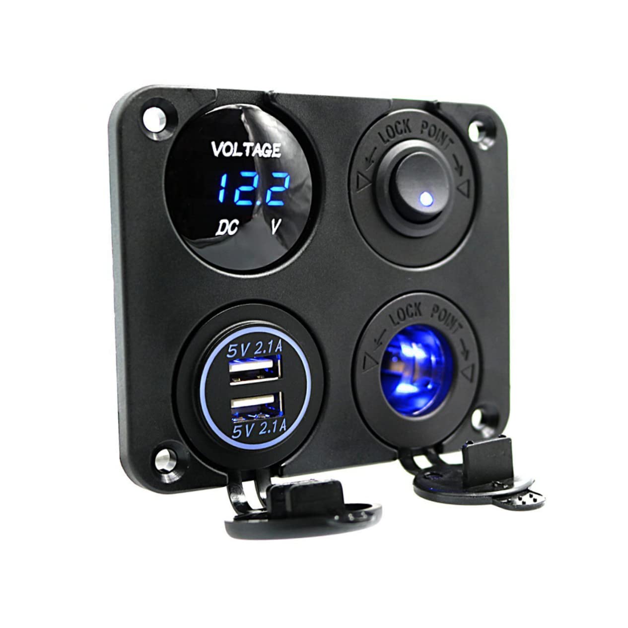 UPKOCH 3 Pezzi 4 1 Pannello Presa Caricabatteria Auto Usb Doppio 4 Funzione Led Voltmetro 12-24v Presa Voltmetro Usb Facile Da Installare Per Camper Camion