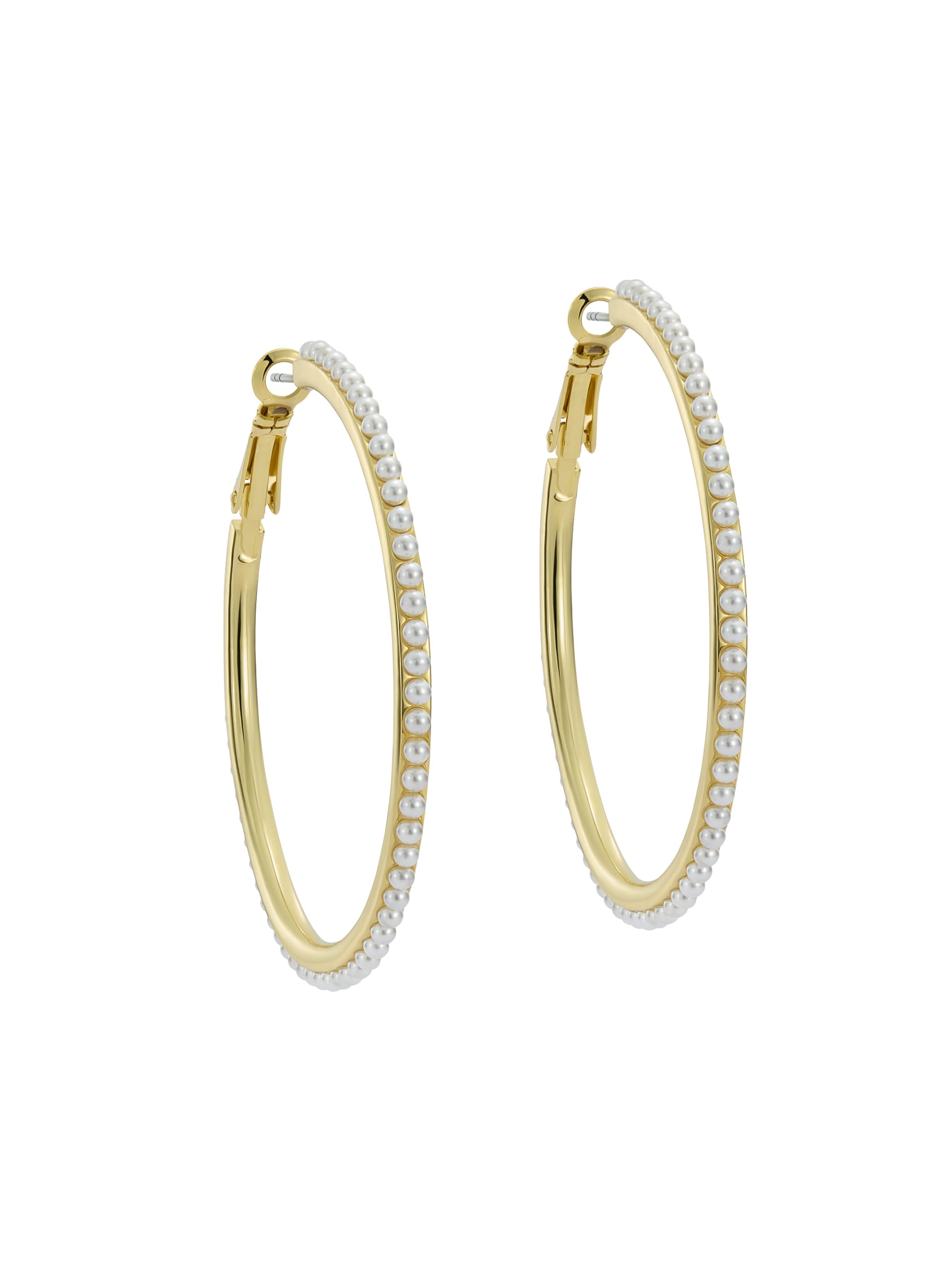 Ted Baker London Perla Large Pearl Hoop Earrings For Women (Gold/Pearl)