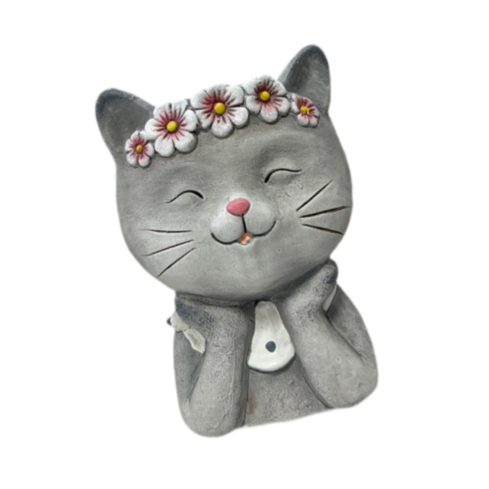 Quxvuis Cat Novelty Desk Planter Ceramic Animal Flowerpot With Drainage Hole Lightweight Indoor Outdoor Plants Storage Ceramic Plant Pot Indoor Outdoor Drainage,