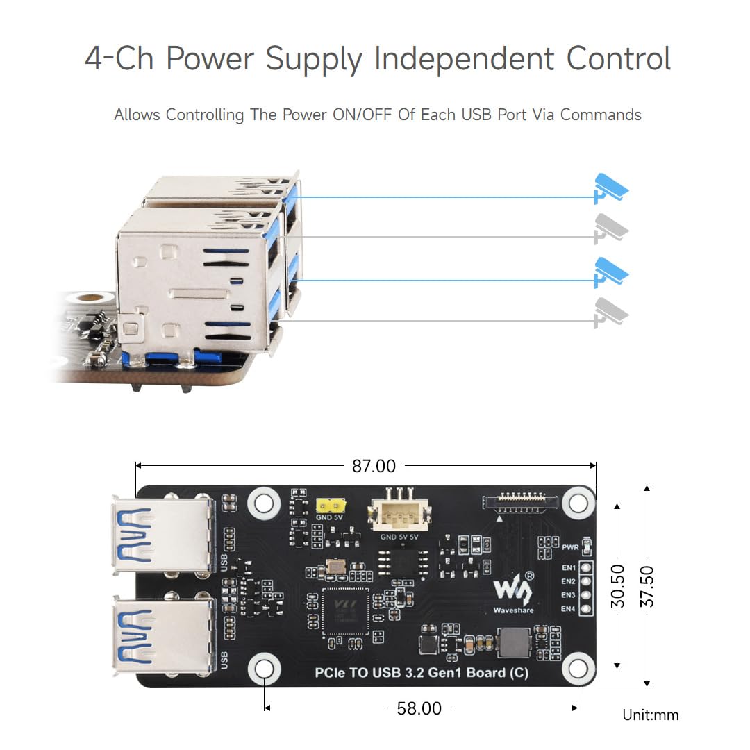 Amazon.co.jp: Waveshare PCIe - 4-Ch USB3.2 Gen1ボード(C