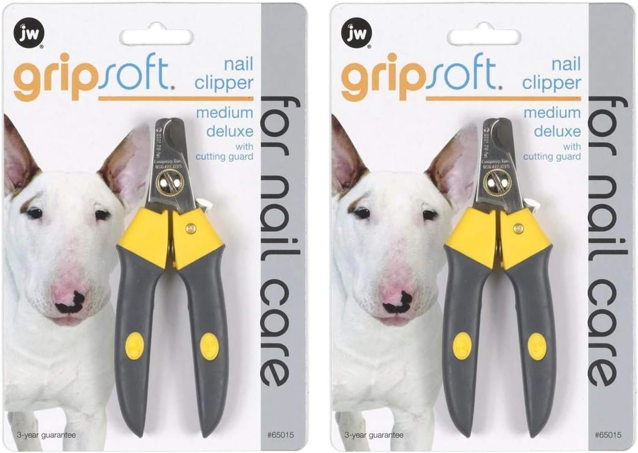 JW Pet 2 Pack of Gripsoft Deluxe Nail Clippers, Medium, for Medium Dogs