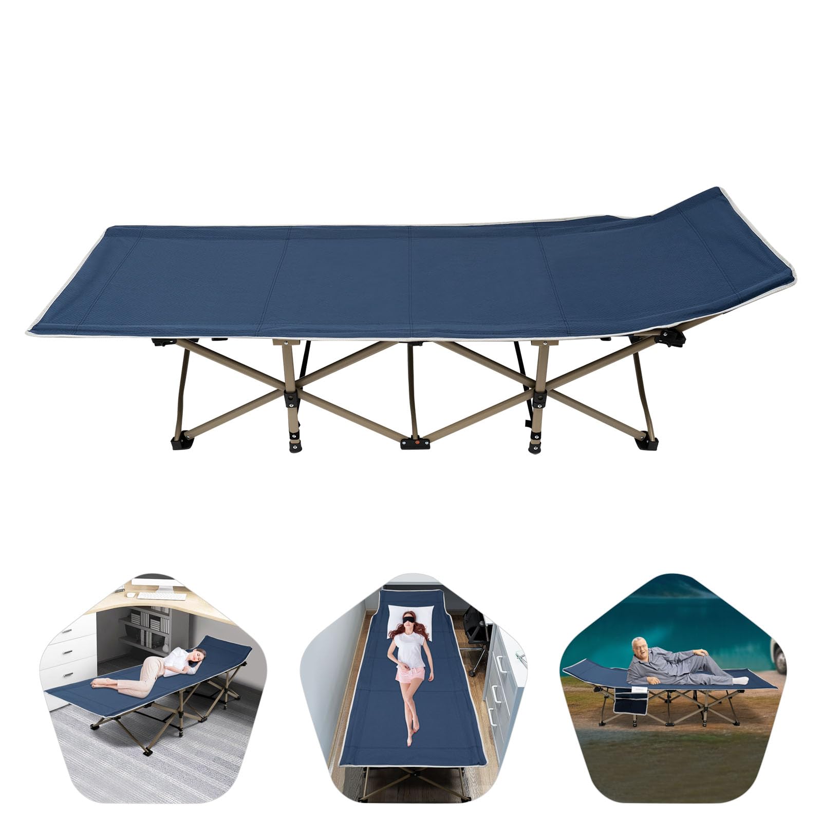 TRESKO XXL Lit de Camp Pliant pour Le Camping | Grigio | 210 x 72 x 45 cm| Tubes métalliques