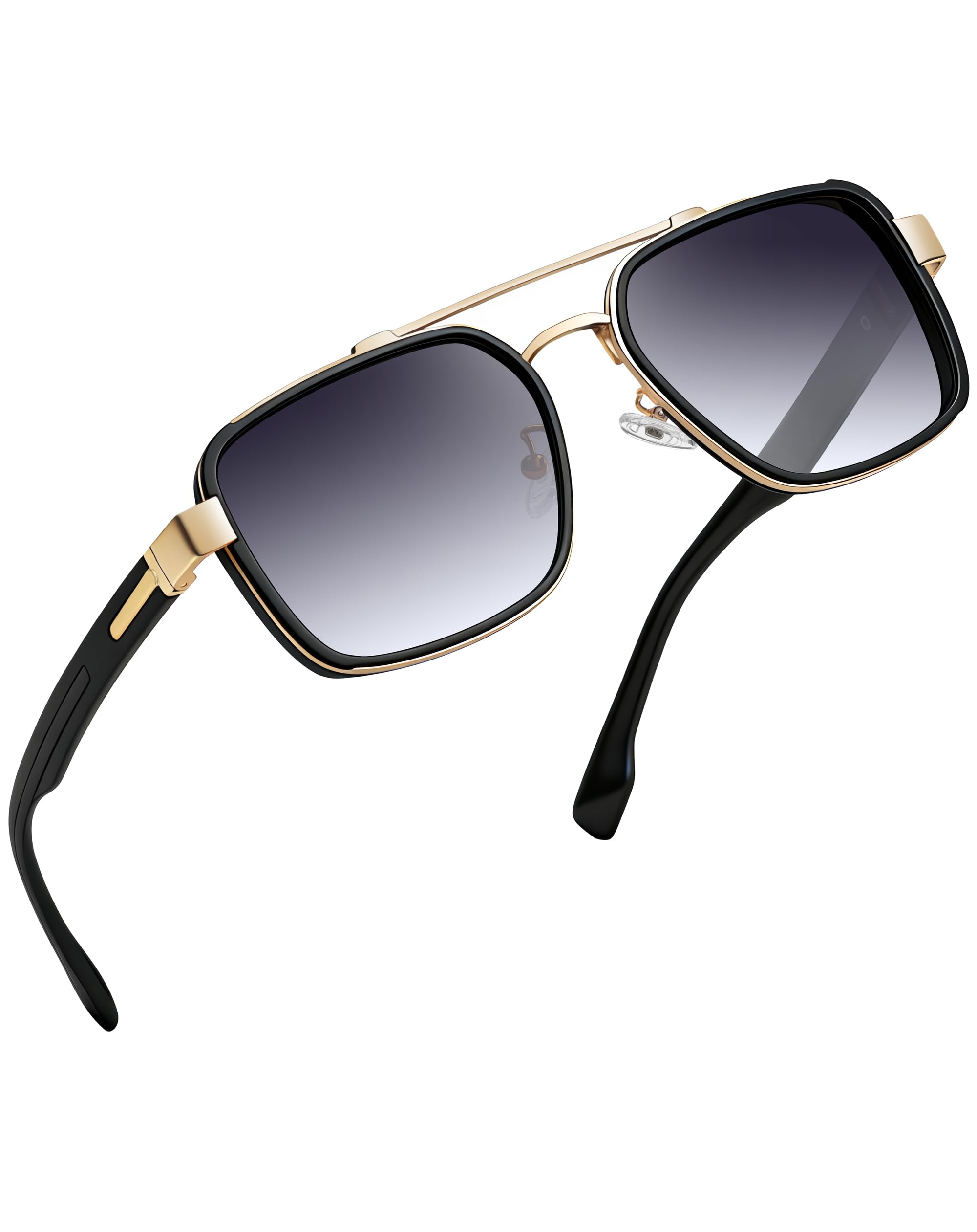 Joopin Lunettes de Soleil Polarisées Rétro Carrées pour Hommes et Femmes, Protection UV400, Double Pont, Idéales pour Voyage et Conduite