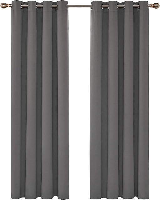 Deconovo Door Curtains 52x84 Inch Eyelet Thermal Insulated Blackout Curtains Material for Living Room 52"x 84" Light Grey 1 PAIR
