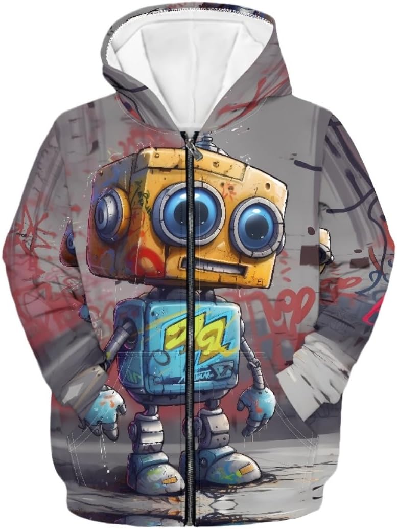 GLUDEAR Boys Girls Cool 3D Printed Long Sleeve Hooded Sweatshirt Zip Up Jacket Pullover Hoodies