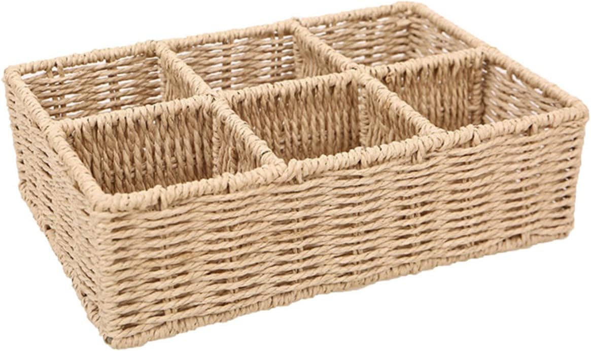 Handmade Decorative Woven Basket Home Organization for Makeup Condiments Bathroom Kitchen Bedroom