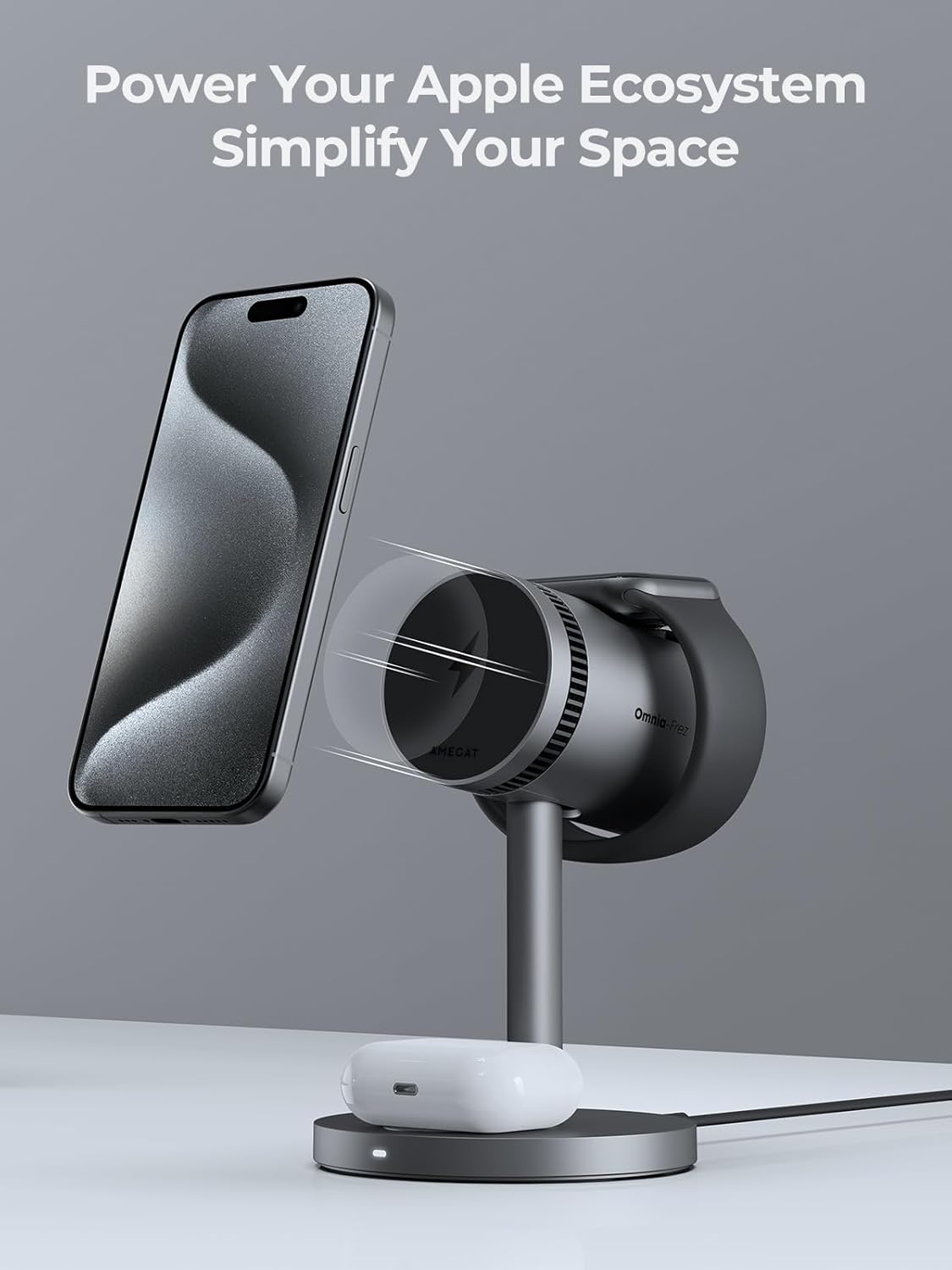 3 in 1 Charging Station Compatible with MagSafe, Cooling Wireless Charger 15W Qi2 Certified for iPhone 17/16/15/14/13/12, Samsung S25, Apple Watch, AirPods (45W PD Charger Included)