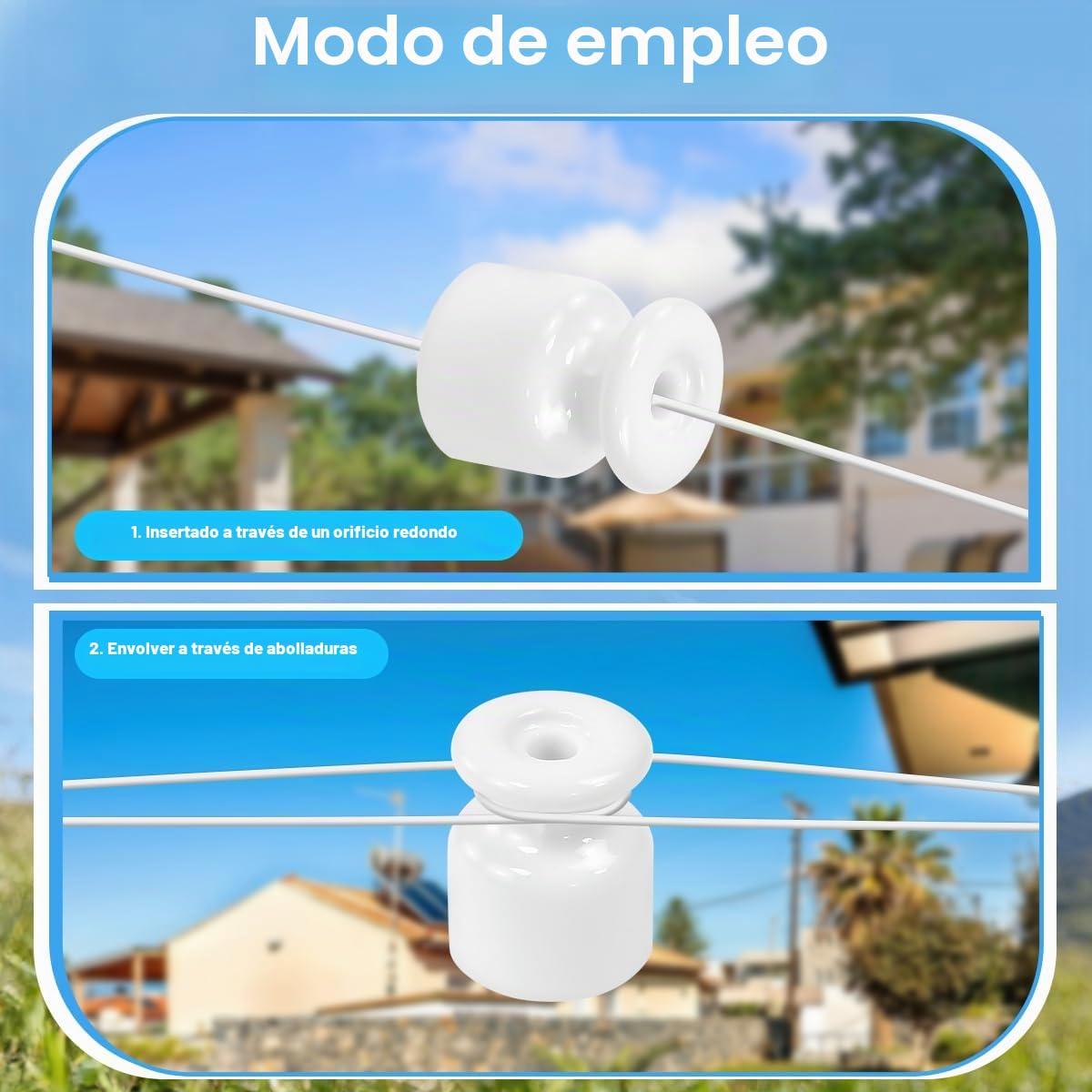 20PCS Aisladores de Porcelana para Cable Trenzado Ø19 mm, Abrazadera Cable Porcelana, Aisladores de Ceramica Blanco, Aislante dePorcelana con Tornillos y Tacos para Seguridad deCable Eléctrico