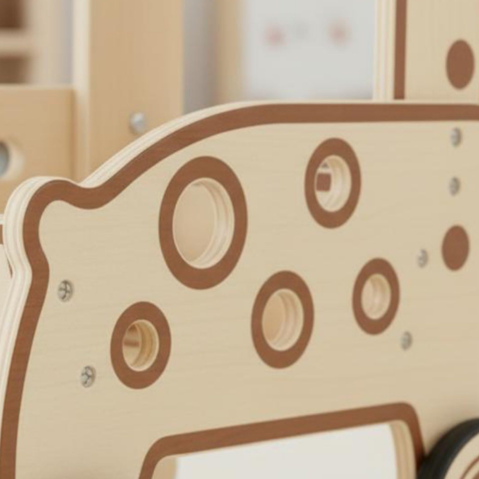 Colcolo Kinder Lernwagen Holz Tier Schiebewagen Einkaufswagen Spielzeug Laufhilfe Einstellbarer Griff Großer Stauraum für Rollenspiel Und Lernphasen Fördert