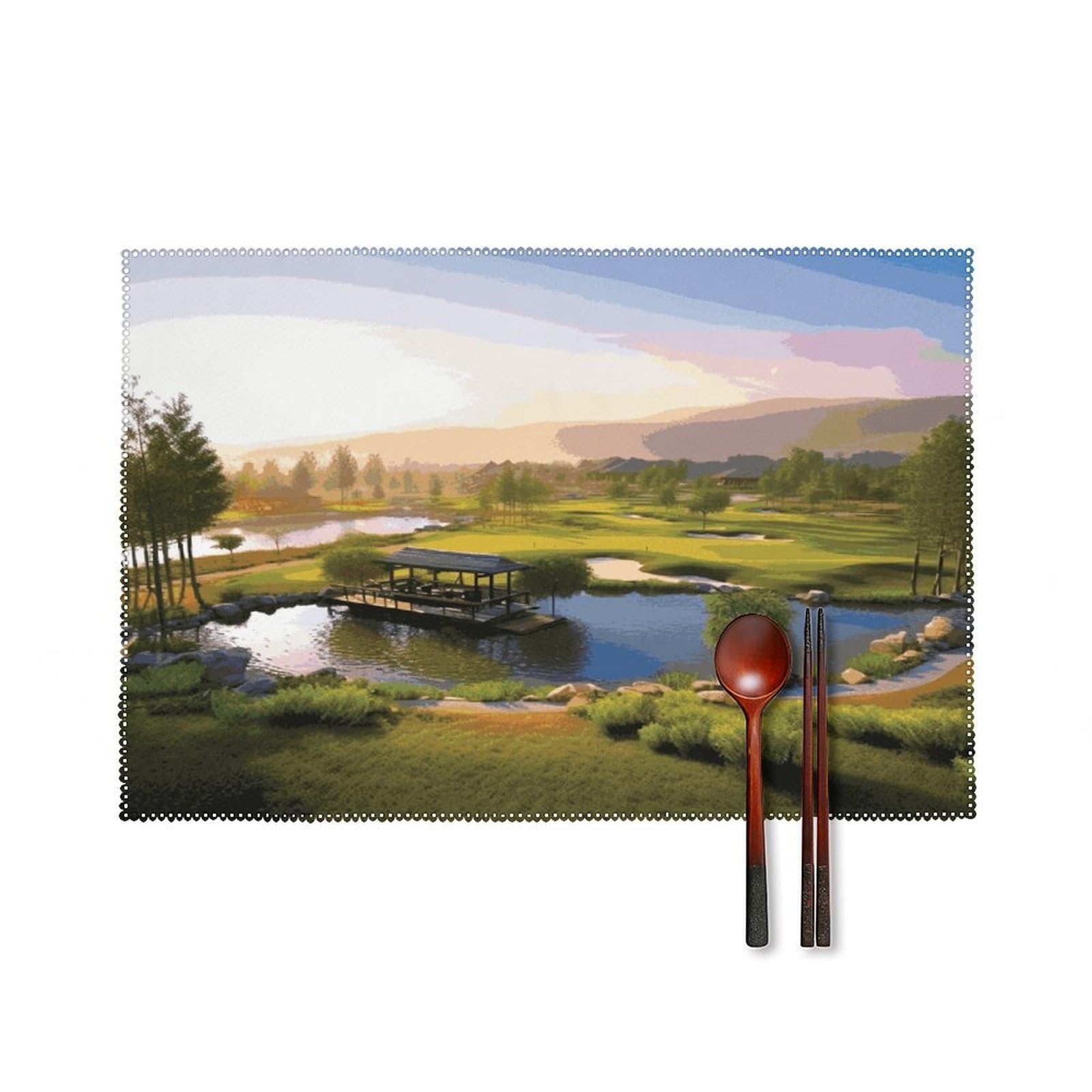 Fekiloot Style Golf Resort Park Placemats Set Of 6,Table Mat