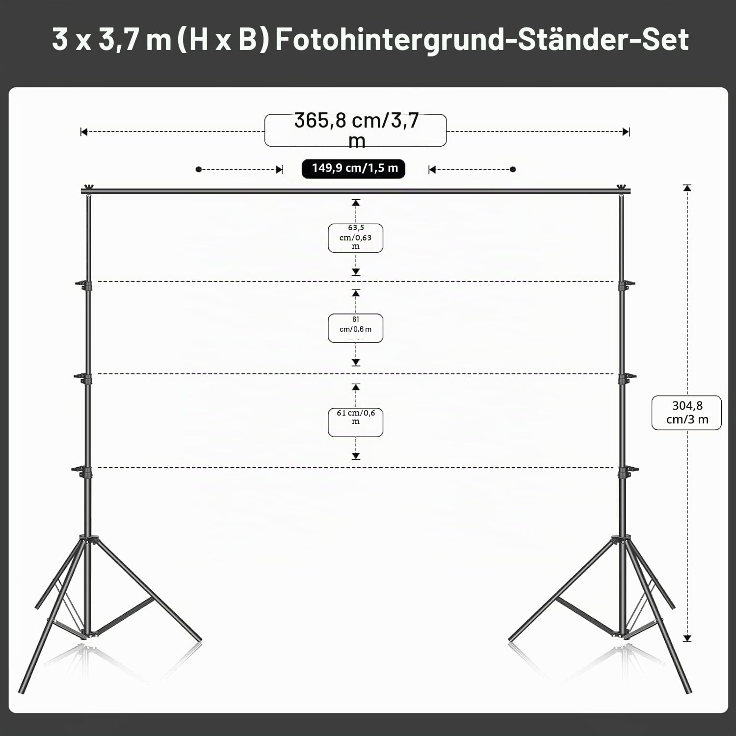 EMART Hintergrund Ständer Kit, 3m x 3,6m Fotohintergrund Ständer