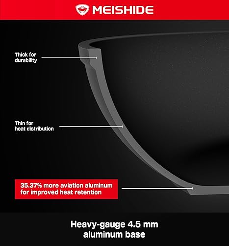 Miniatura 5 de Juego de ollas y sartenes antiadherentes, aptos para horno, 500F de alta calidad, anodizados duros, 8 piezas, sartenes y cacerolas con asas que se